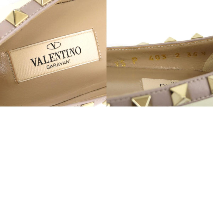 VALENTINO 
レザー 
ロックスタッズ フラット パンプス