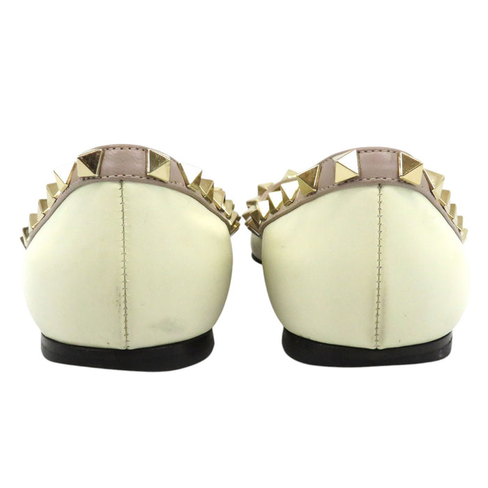 VALENTINO 
レザー 
ロックスタッズ フラット パンプス