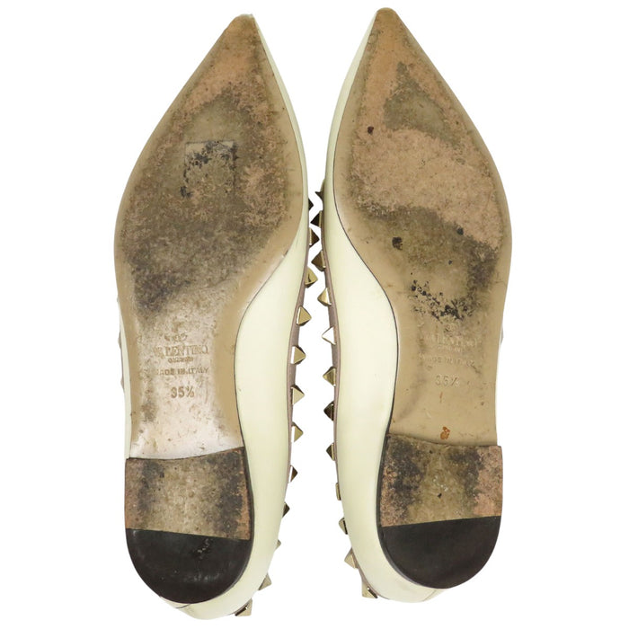 VALENTINO 
レザー 
ロックスタッズ フラット パンプス