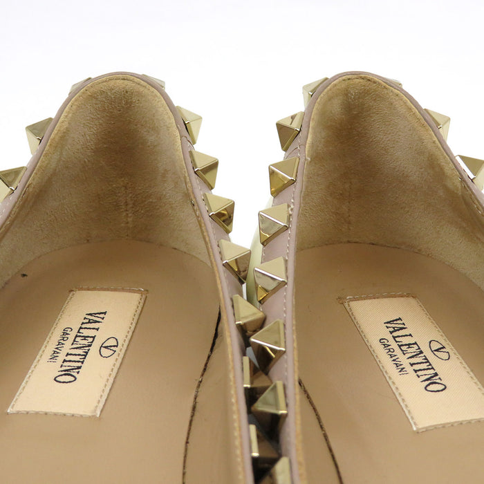 VALENTINO 
レザー 
ロックスタッズ フラット パンプス