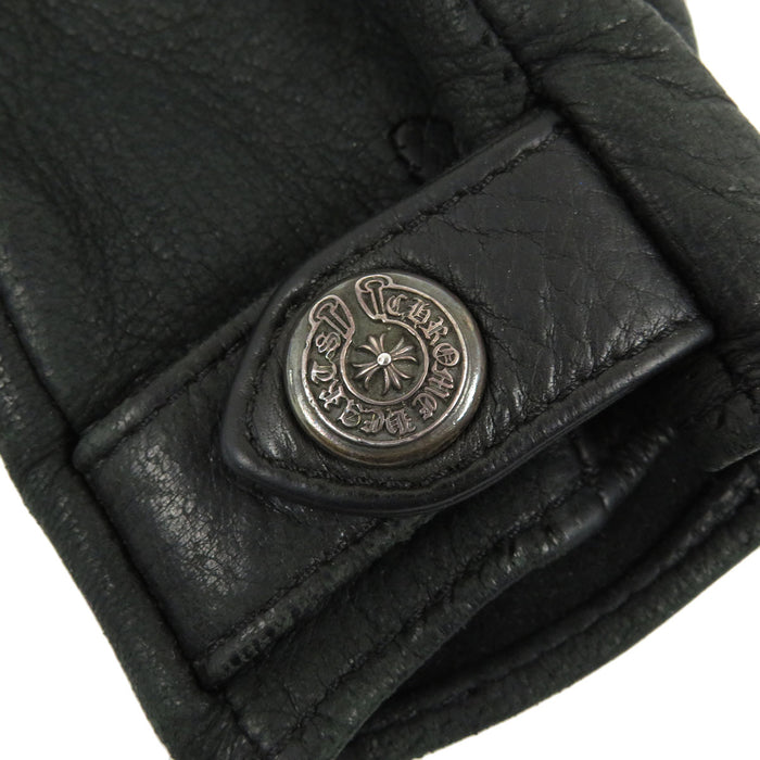 CHROME HEARTS 
CH Plus 
Gants en cuir avec bouton fer à cheval