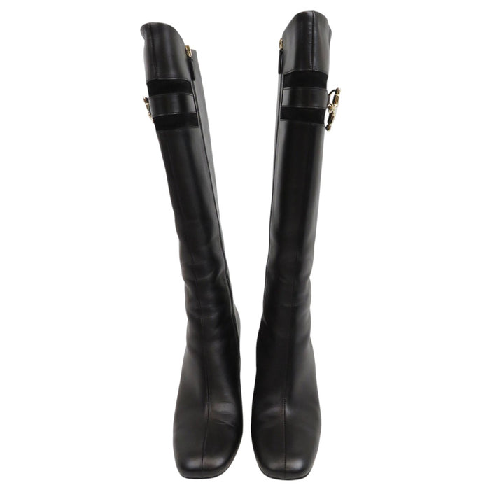 GUCCI 
レザー 
ホースビット サイドジップ ロングブーツ