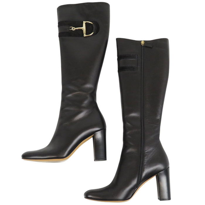 GUCCI 
レザー 
ホースビット サイドジップ ロングブーツ