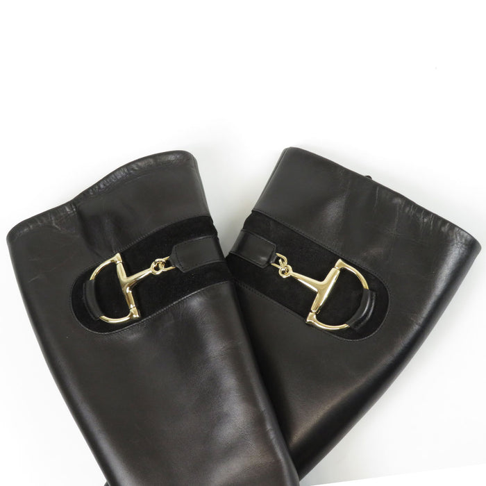 GUCCI 
レザー 
ホースビット サイドジップ ロングブーツ