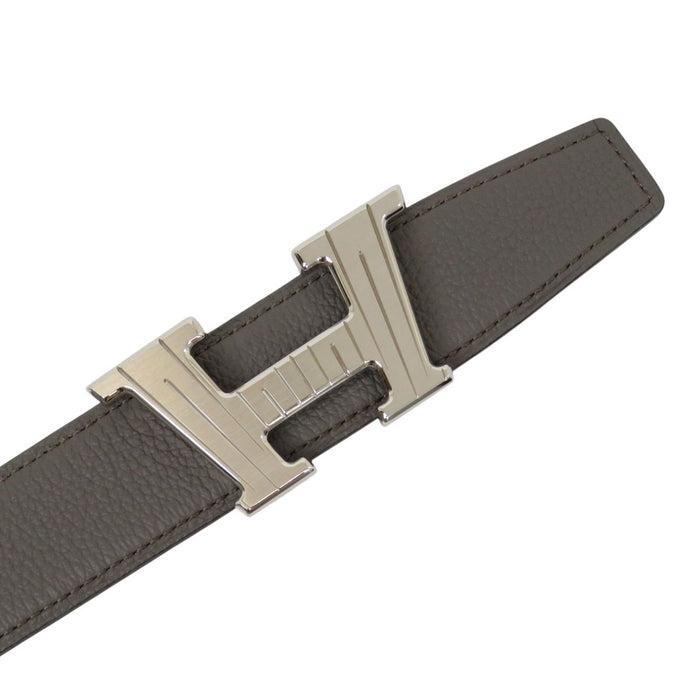 HERMES 
アッシュ B刻印 レザー シルバーカラー金具 2023年製 
H テイクオフ リバーシブル ベルト 32MM