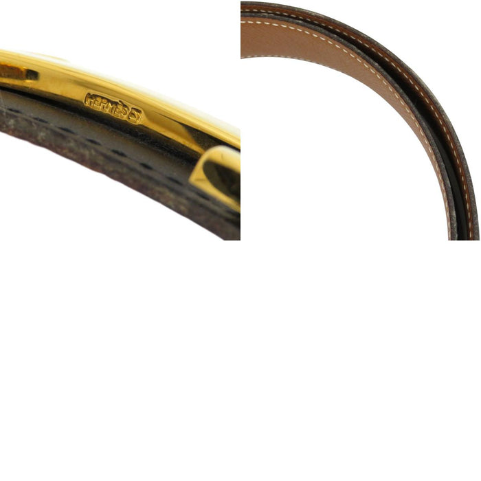 HERMES 
アッシュ □B刻印 ゴールドカラー金具 
H バックル リバーシブル レザー ベルト 32MM