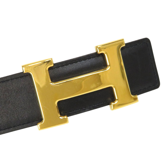 HERMES 
アッシュ □B刻印 ゴールドカラー金具 
H バックル リバーシブル レザー ベルト 32MM