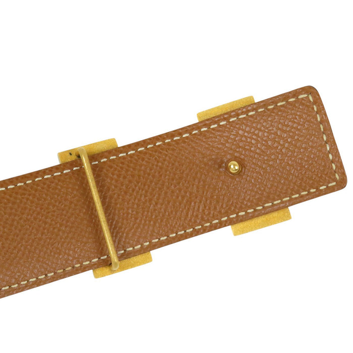 HERMES 
アッシュ □B刻印 ゴールドカラー金具 
H バックル リバーシブル レザー ベルト 32MM