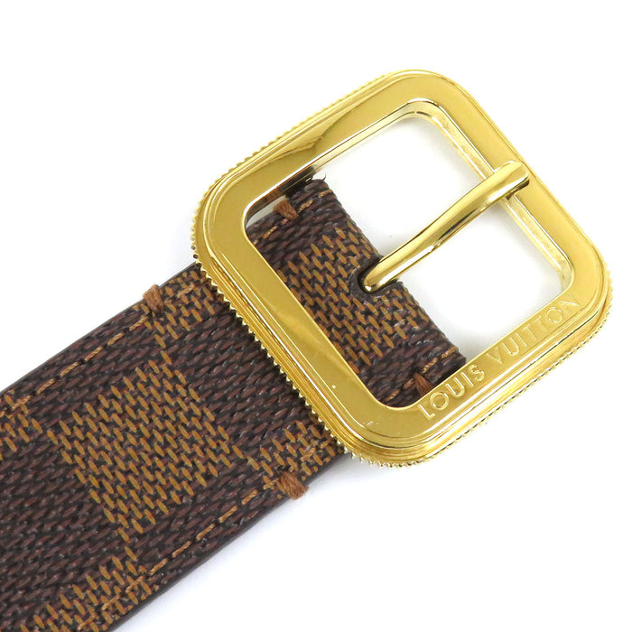 LOUIS VUITTON 
LV ロゴ レザー ゴールドカラー金具 
ダミエ トレゾール ベルト