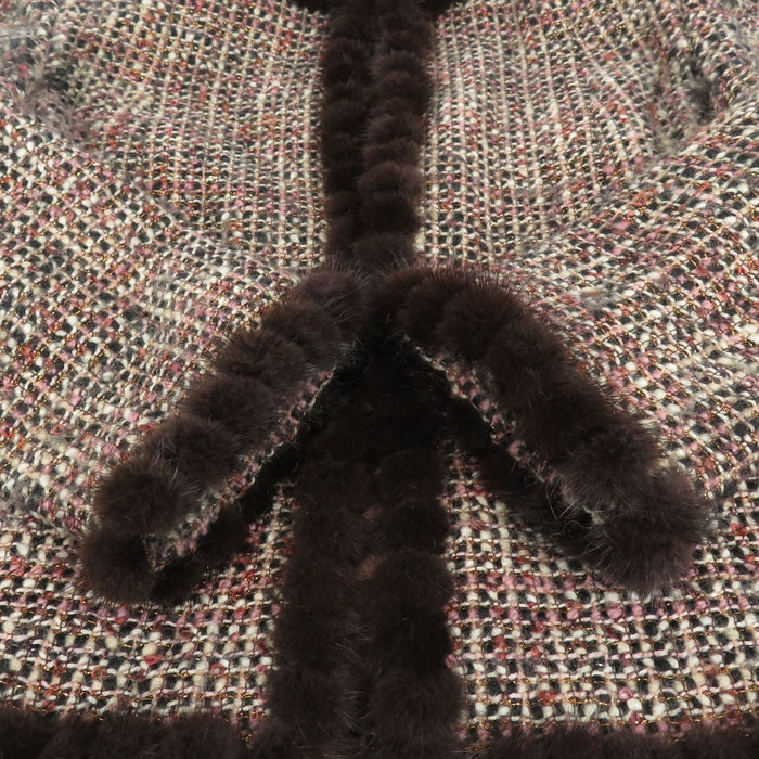 CHANEL 
COCO CC ロゴ ファー ウール 03A 
ココマーク ツイード ノーカラー ジャケット