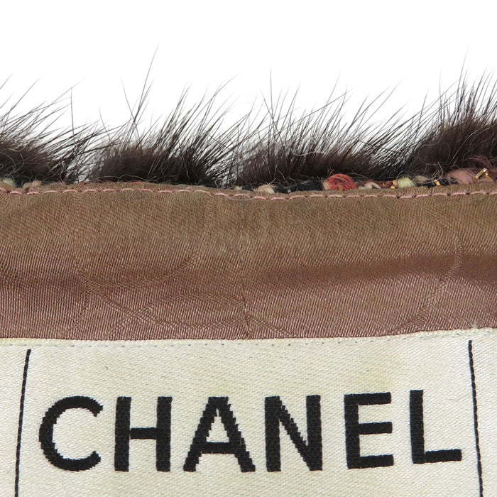 CHANEL 
COCO CC ロゴ ファー ウール 03A 
ココマーク ツイード ノーカラー ジャケット