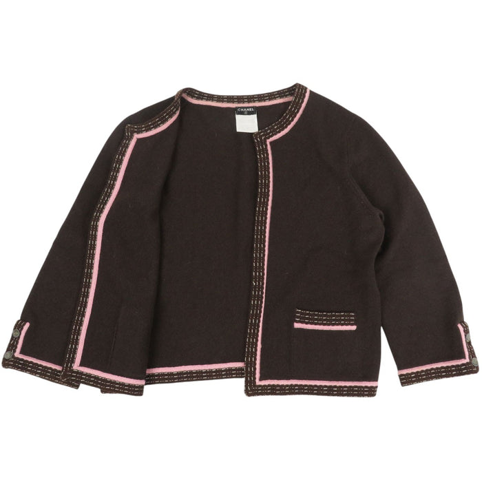 CHANEL 
05A COCO CC ココボタン ロゴ ノーカラー 
ココマーク カシミヤ カーディガン