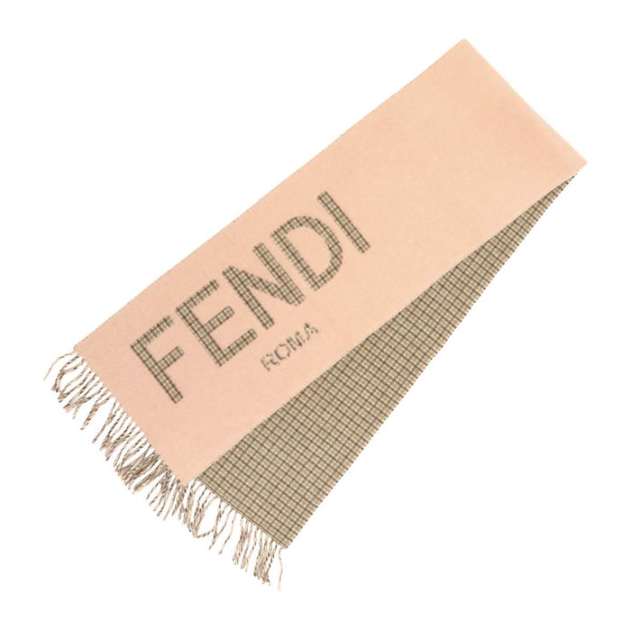 FENDI ウール カシミヤ チェック柄 ロゴ マフラー– TS Trading Co., Ltd.