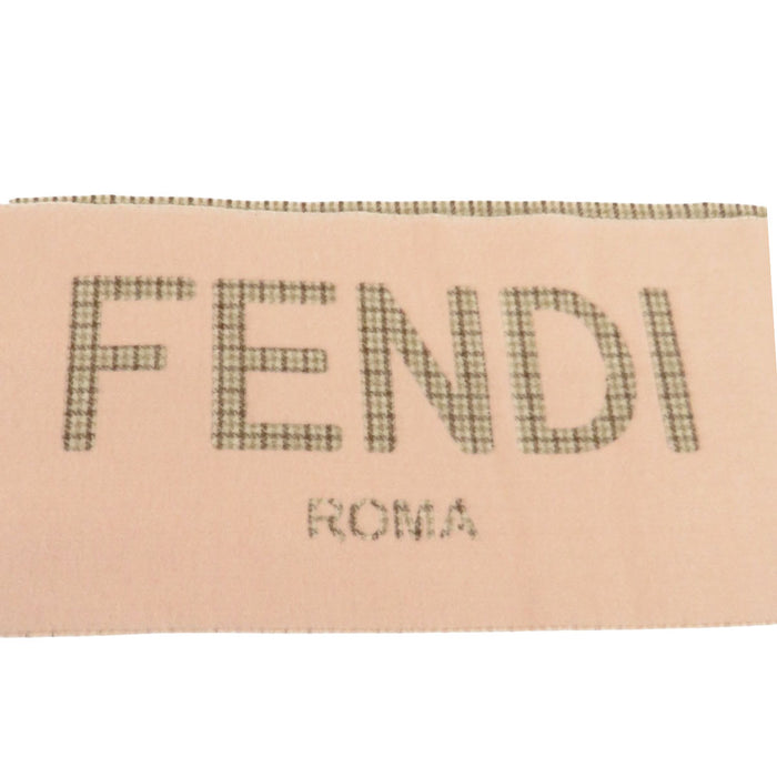 FENDI 
ウール カシミヤ 
チェック柄 ロゴ マフラー