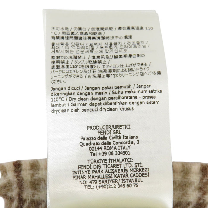 FENDI 
ウール カシミヤ 
チェック柄 ロゴ マフラー
