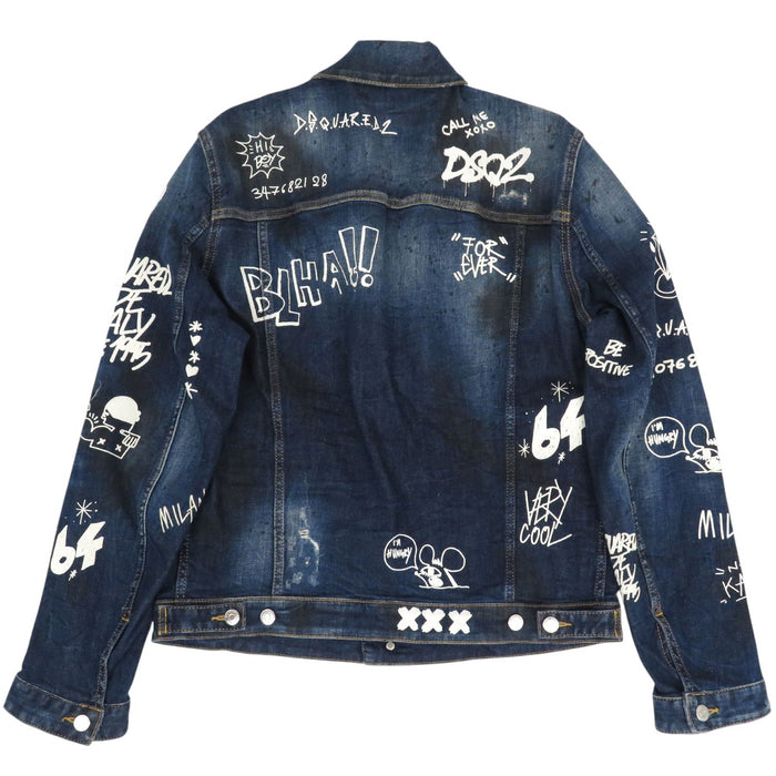 DSQUARED2 丹牛仔夹克 涂漆破损牛仔夹克