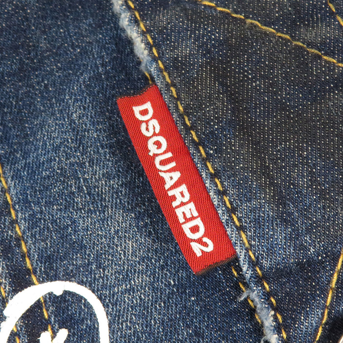 DSQUARED2 丹牛仔夹克 涂漆破损牛仔夹克