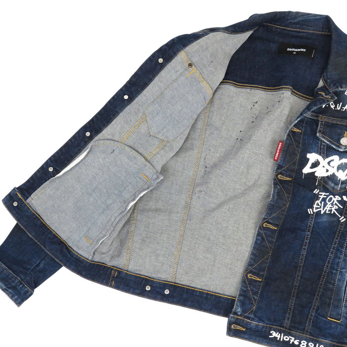 DSQUARED2 丹牛仔夹克 涂漆破损牛仔夹克