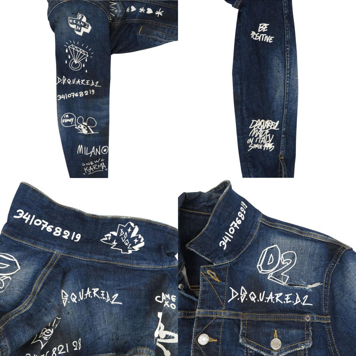 DSQUARED2 丹牛仔夹克 涂漆破损牛仔夹克