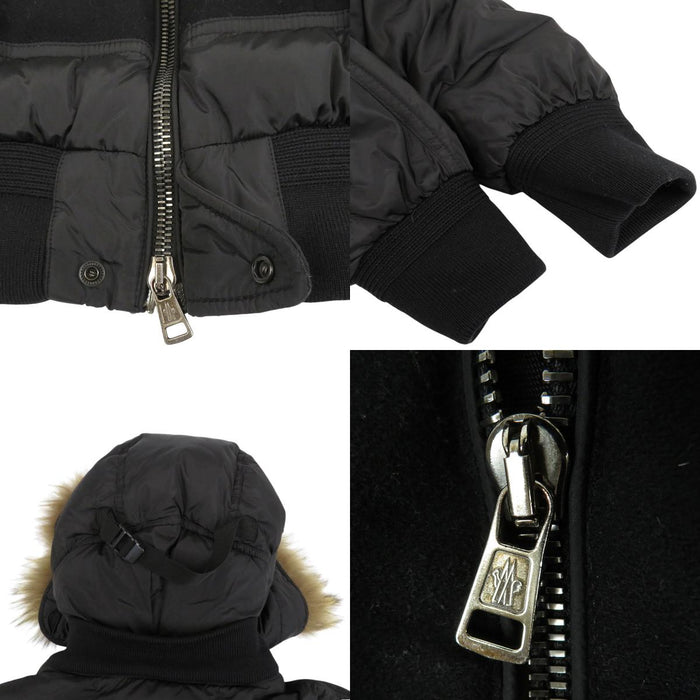 MONCLER 
Blouson MA-1 en laine et nylon avec écusson et fourrure 
Doudoune MUSCADE