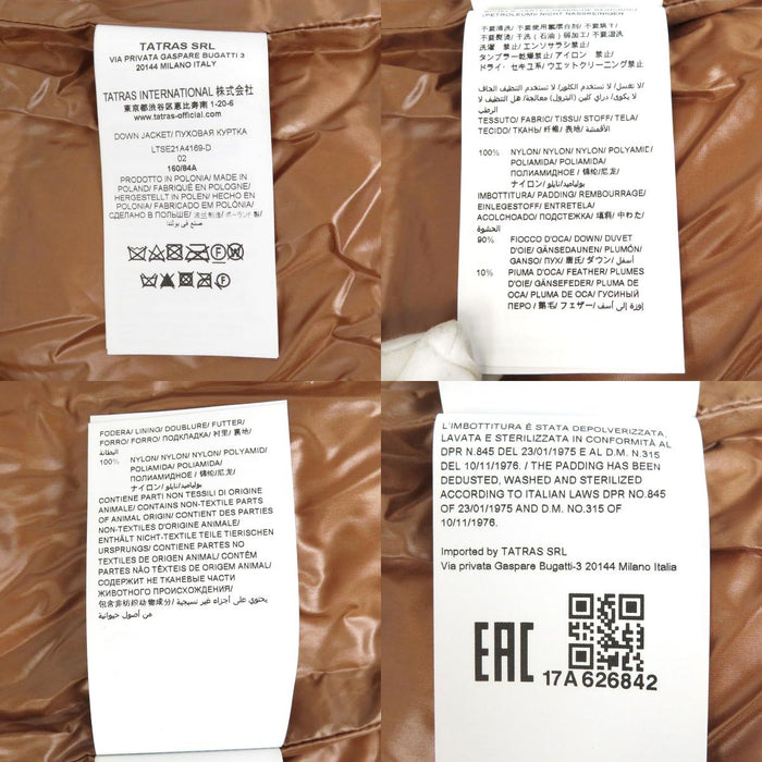 TATRAS 
ロゴ ワッペン ノーカラー ダブルジップ ナイロン 
BREVA ブレヴァ ダウンジャケット