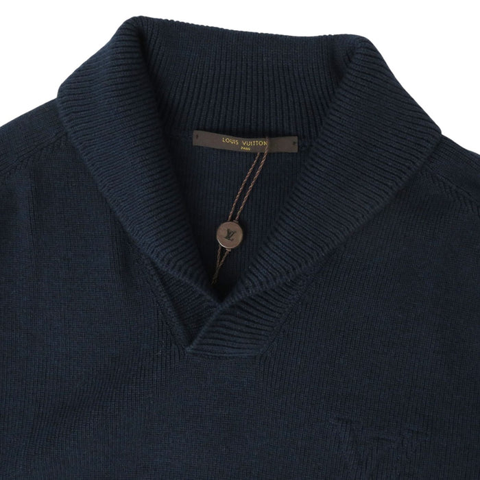 LOUIS VUITTON 
LV ウール コットン 
ショールカラー ニット