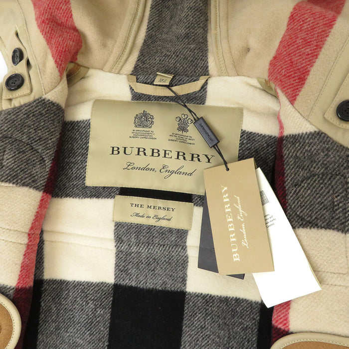 BURBERRY 
チェック ウール レザー 
THE MERSEY ダッフルコート