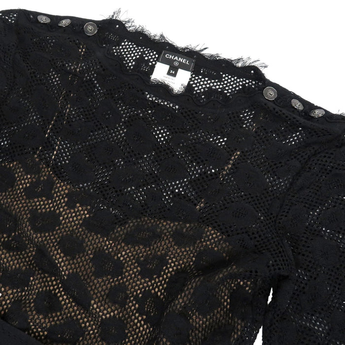 香奈儿  
可可 CC 狮子钮扣 流苏 透视 腰带 22P  
系带 网眼 针织 连衣裙