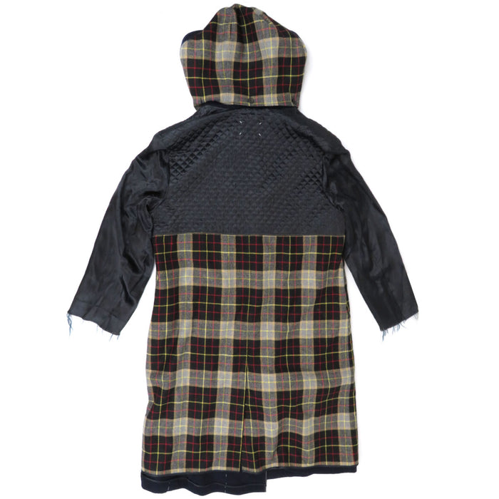 Maison Margiela 
チェック柄 ベルト キルティング 中綿 ウール 
リバーシブル パッチワーク フーデッド ロング コート