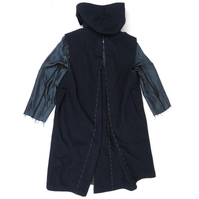 Maison Margiela 
チェック柄 ベルト キルティング 中綿 ウール 
リバーシブル パッチワーク フーデッド ロング コート