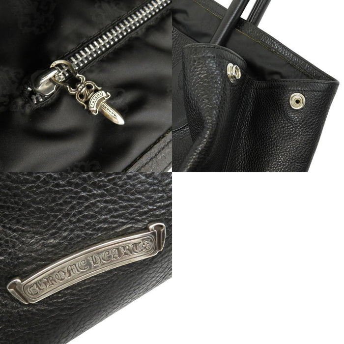 CHROME HEARTS 
CH ダガージップ レザーパッチ スクロールラベル ロゴ シルバー 
3セメタリークロス ダブルスナップ トートバッグ