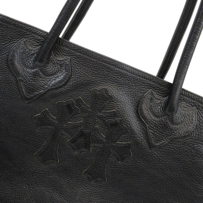 CHROME HEARTS  
CH 匕首拉链 皮革贴片 卷轴标签 标志 银色  
三墓十字 双扣 托特包