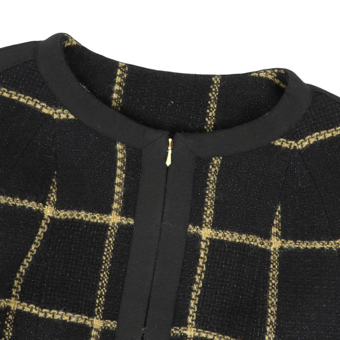 CHANEL 
COCO CC ココボタン フリンジ ゴールドカラー金具 
ココマーク ツイード ラメ ノーカラージャケット