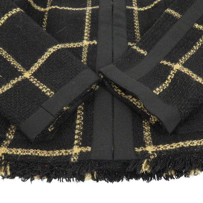 CHANEL 
COCO CC ココボタン フリンジ ゴールドカラー金具 
ココマーク ツイード ラメ ノーカラージャケット