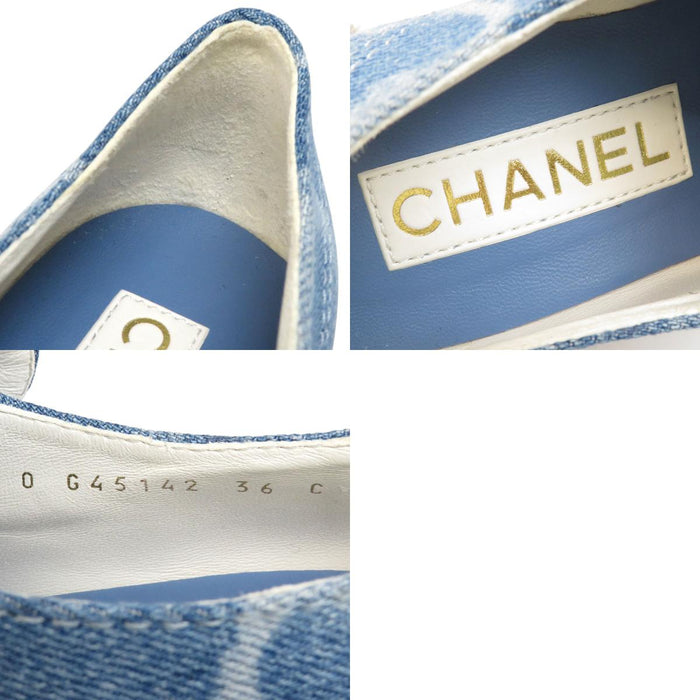 CHANEL 
COCO CC ロゴ チャーム チェーン レザー 
ココマーク デニム 厚底 ローファー