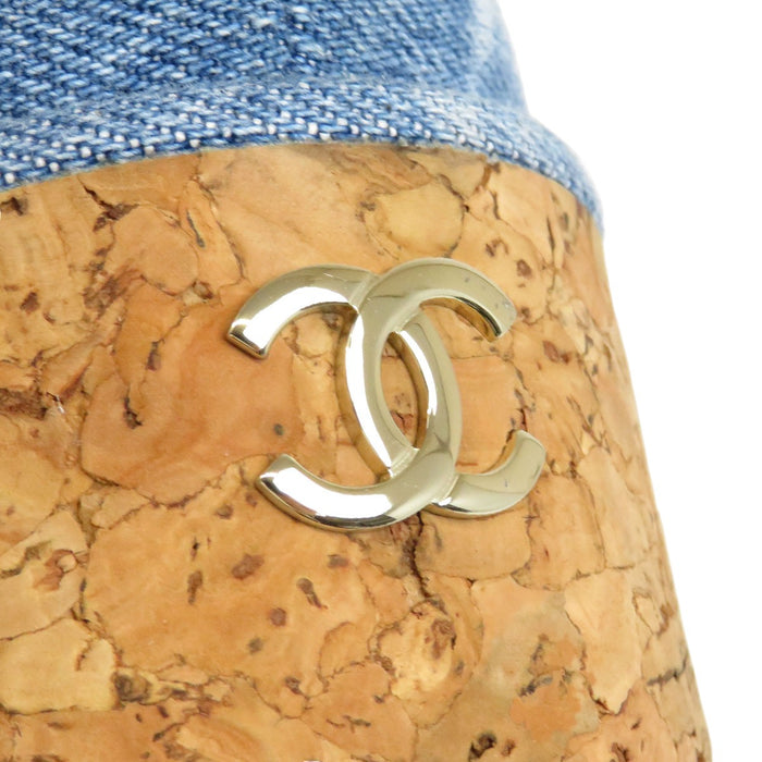 CHANEL 
COCO CC ロゴ チャーム チェーン レザー 
ココマーク デニム 厚底 ローファー