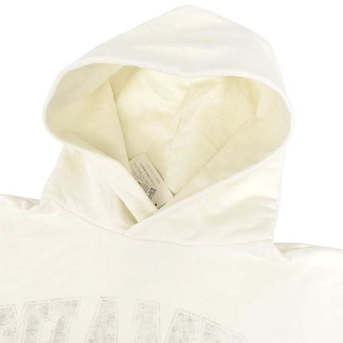 BALENCIAGA 
Distressed College Logo Hoodie Sweatshirt 
Champs Elysees Logo Parka