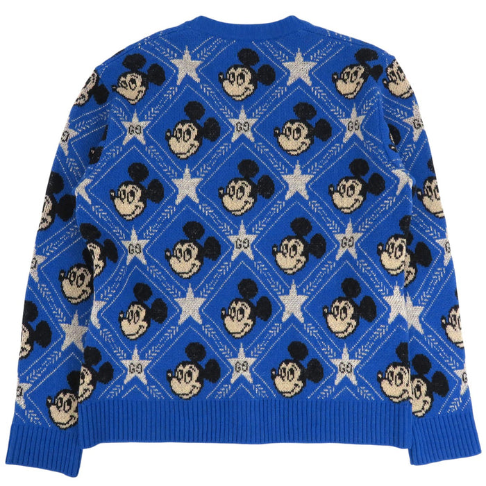 GUCCI 
Disney Mickey Mouse 総柄 Vネック ウール アルパカ混 
ディズニー コラボ ミッキーマウス GG カーディガン