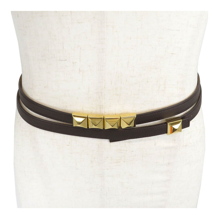 HERMES 
二連 レザー ゴールドカラーメタル 
メドール ベルト