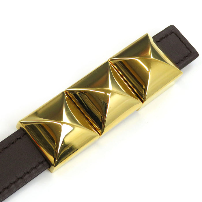 HERMES 
二連 レザー ゴールドカラーメタル 
メドール ベルト