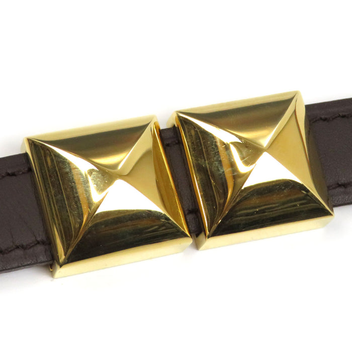 HERMES 
二連 レザー ゴールドカラーメタル 
メドール ベルト