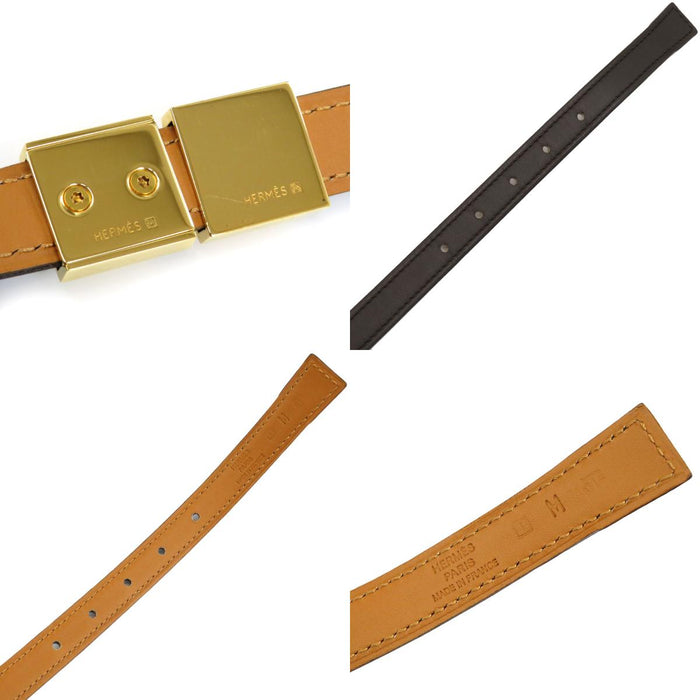 HERMES 
二連 レザー ゴールドカラーメタル 
メドール ベルト