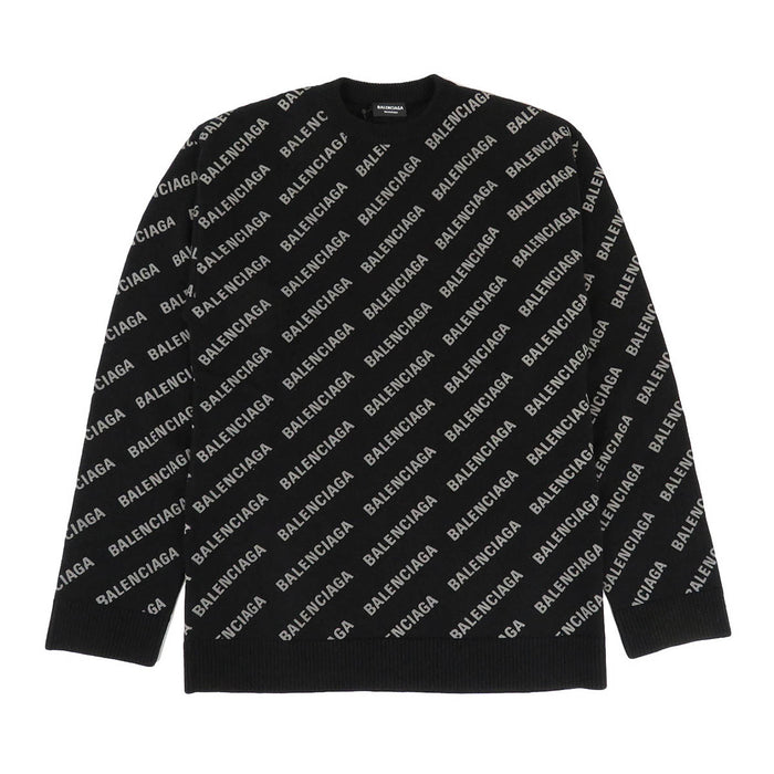 BALENCIAGA 
ロゴ 総柄 2022年製 
オールオーバーロゴ カシミヤ クルーネック ニット