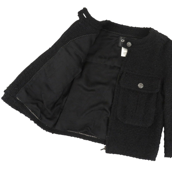 CHANEL 
COCO CC ロゴボタン ジップアップ 
ココマーク ツイード ノーカラージャケット