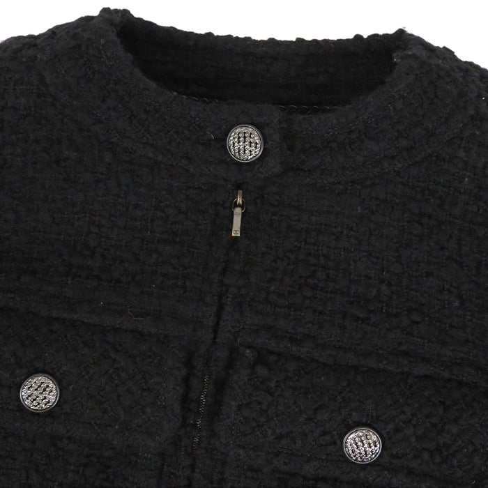 CHANEL 
COCO CC ロゴボタン ジップアップ 
ココマーク ツイード ノーカラージャケット