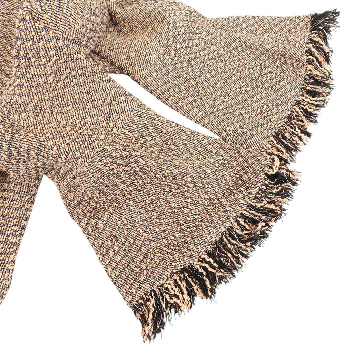 CHANEL 
COCO CC ロゴボタン フリンジ 七分袖 
ココマーク ツイード ノーカラージャケット