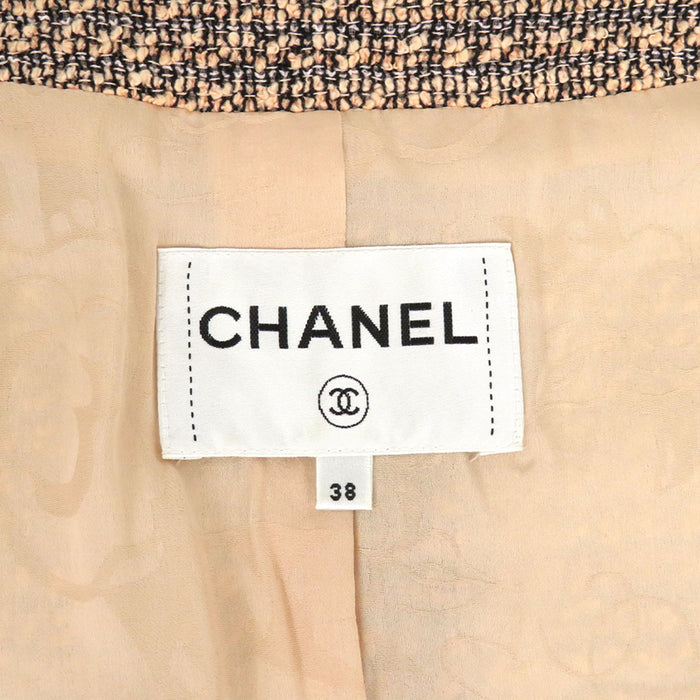 CHANEL 
COCO CC ロゴボタン フリンジ 七分袖 
ココマーク ツイード ノーカラージャケット