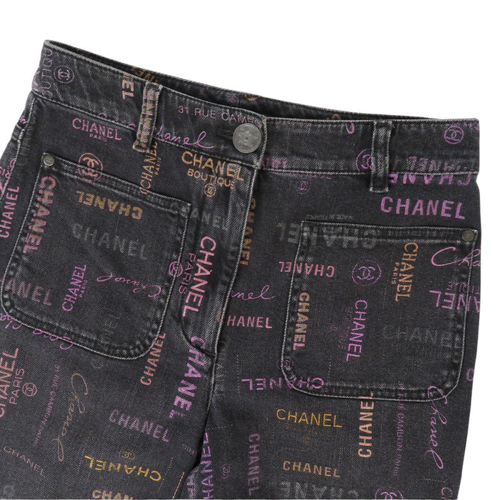 CHANEL 
COCO CC 31 RUE CAMBON コットン 
ココマーク ロゴ 総柄 デニムパンツ