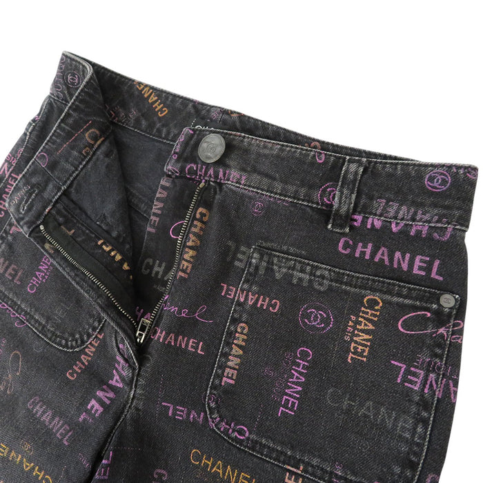 CHANEL 
COCO CC 31 RUE CAMBON コットン 
ココマーク ロゴ 総柄 デニムパンツ