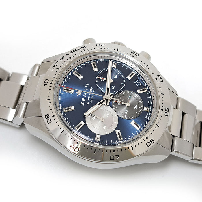 ZENITH  
Chronomaster Sports Blue Stopwatch  
With box and certificate